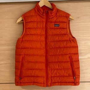 Patagonia orange puffy down vest